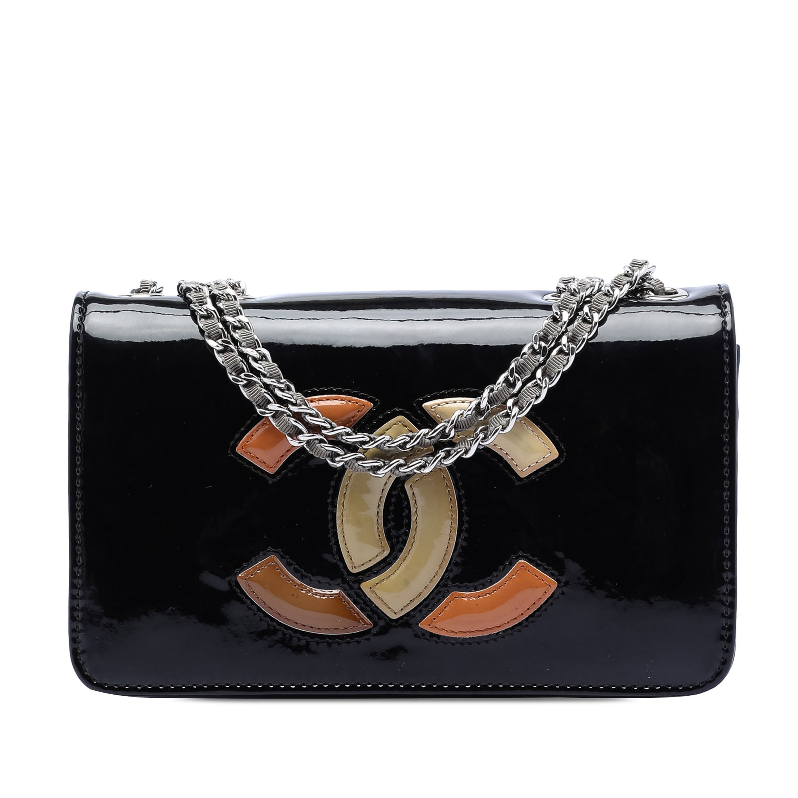Chanel Black Patent Leather CC Lipstick Flap Shoulder Bag with Chain Strap (1 of 7)