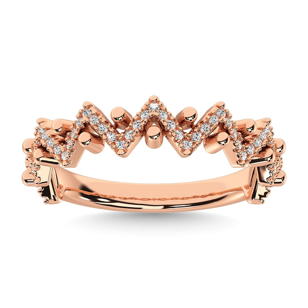 Diamond 1/4 Ct.Tw. Stack Band in 14K Rose Gold: Diamond 1/4 Ct.Tw. Stack Band in 14K Rose Gold 14k Rose Gold Stone Color: G-h Stone Clarity: I1 Each ring is presented in standard size 6.5. Complimentary resizing is available between sizes 510 (in 1