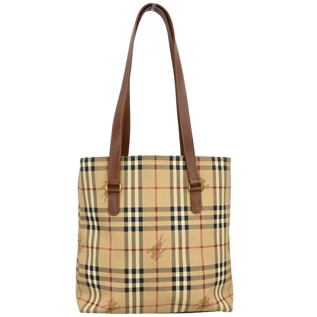 Burberry Beige House Check Large Tote Bag with Inner Pockets: Burberry Beige House Check Large Tote Bag with Inner Pockets This Burberry Beige House Check Tote Bag combines elegance and functionality, making it perfect for casual outings. Crafted from leather PV