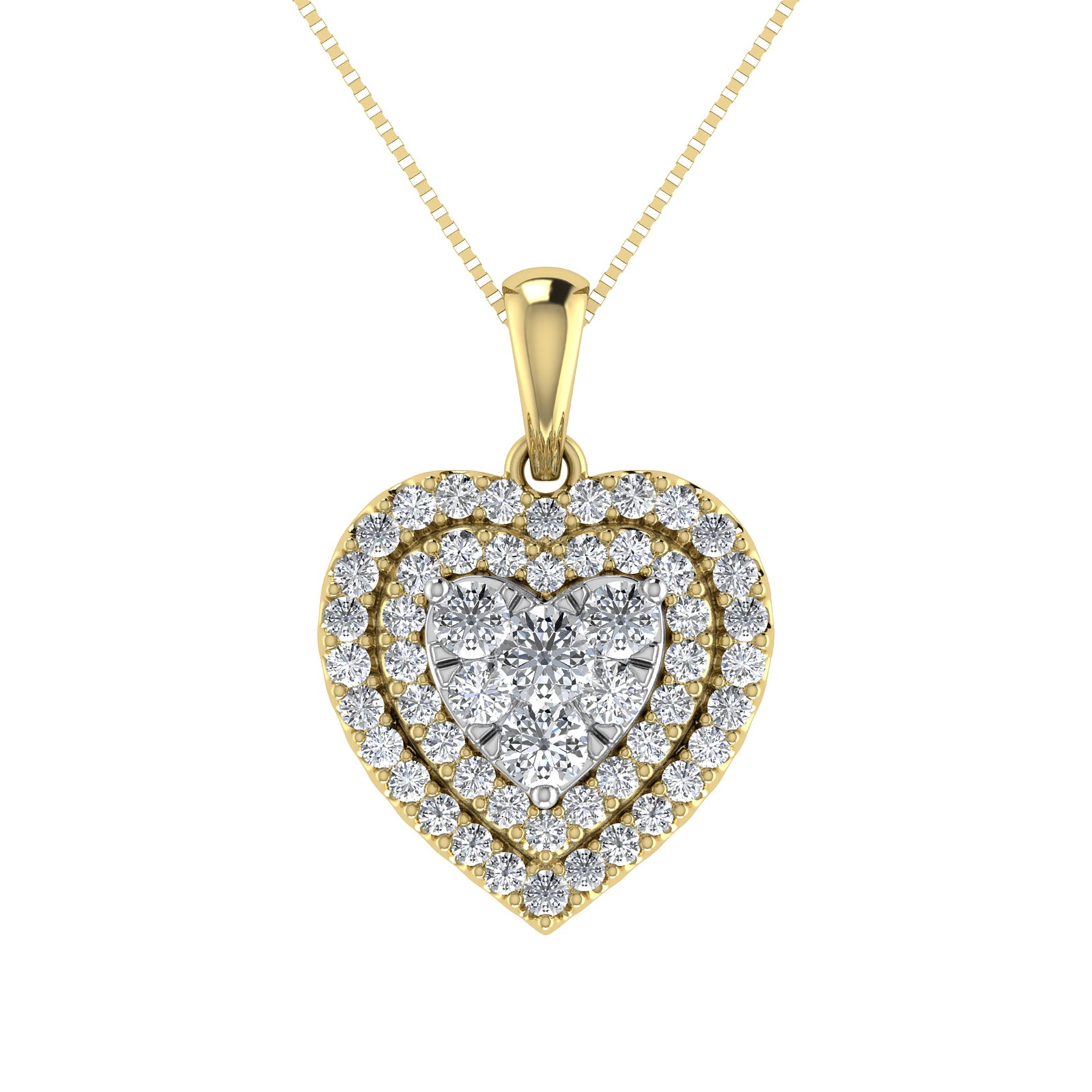 Diamond 3/4 Ct.Tw. Heart Pendant in 10K Yellow Gold: Diamond 3/4 Ct.Tw. Heart Pendant in 10K Yellow Gold 10k Yellow Gold Stone Color: G-h Stone Clarity: I1-i2 Unless otherwise specified, pendants that include a chain are paired with our standard 18-inch