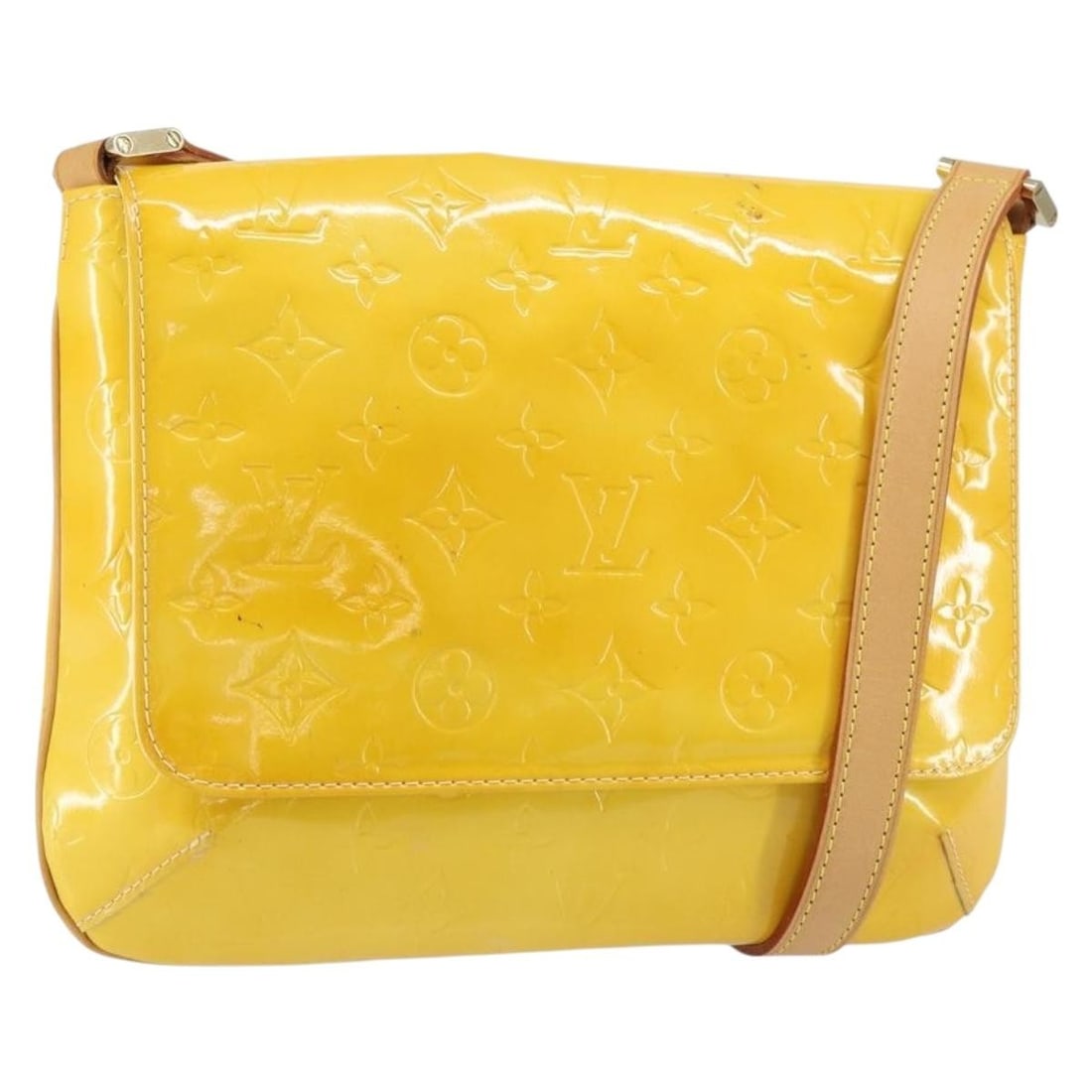LOUIS VUITTON Thompson Street Bag M91071 Lime Yellow Patent Leather Auth: LOUIS VUITTON Thompson Street Bag M91071 Lime Yellow Patent Leather Auth This LOUIS VUITTON Monogram Vernis Thompson Street Bag in a vibrant lime yellow is a chic shoulder bag crafted from high-qualit