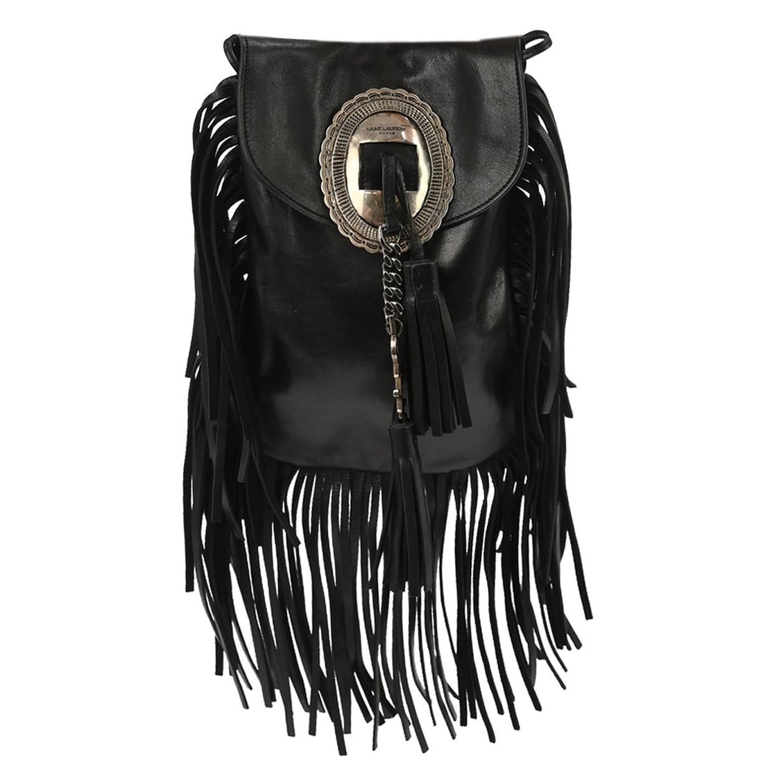 Saint Laurent Anita Medium Black Leather Fringe Crossbody Bag: Saint Laurent Anita Medium Black Leather Fringe Crossbody Bag This Saint Laurent Anita crossbody bag features black leather construction with fringe accents and a logo detail. Designed for casual occa