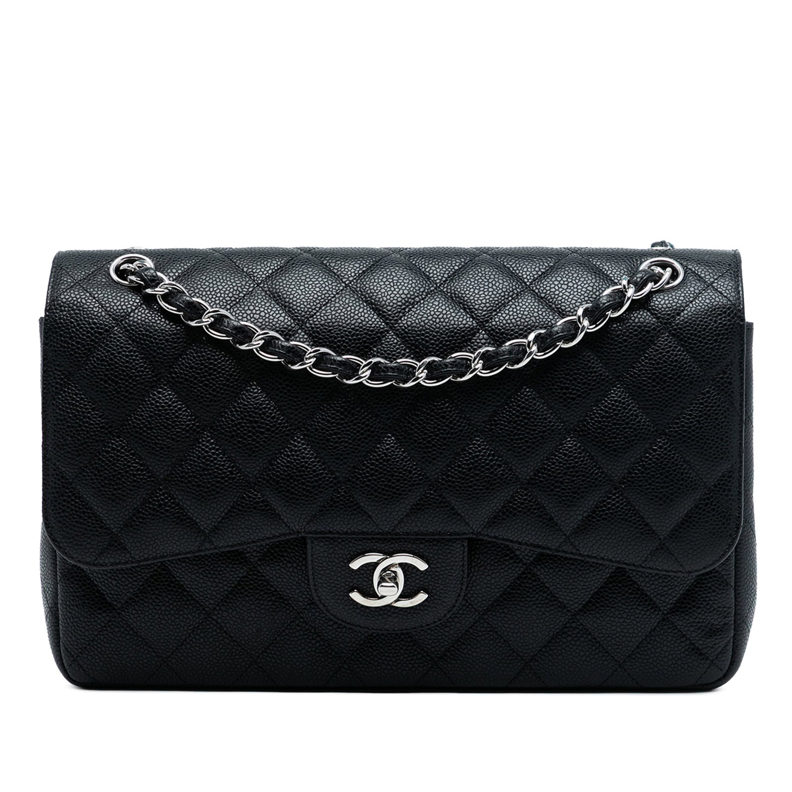 Black Chanel Caviar Leather Jumbo Double Flap Shoulder Bag (1 of 7)