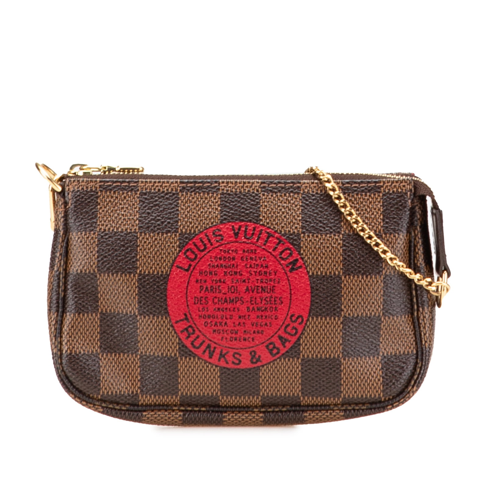 Louis Vuitton Damier Ebene Mini Pochette Accessoires Bag: Louis Vuitton Damier Ebene Mini Pochette Accessoires Bag The Louis Vuitton Damier Ebene Mini Pochette Accessoires is a chic and versatile accessory crafted from printed damier ebene canvas. It feature