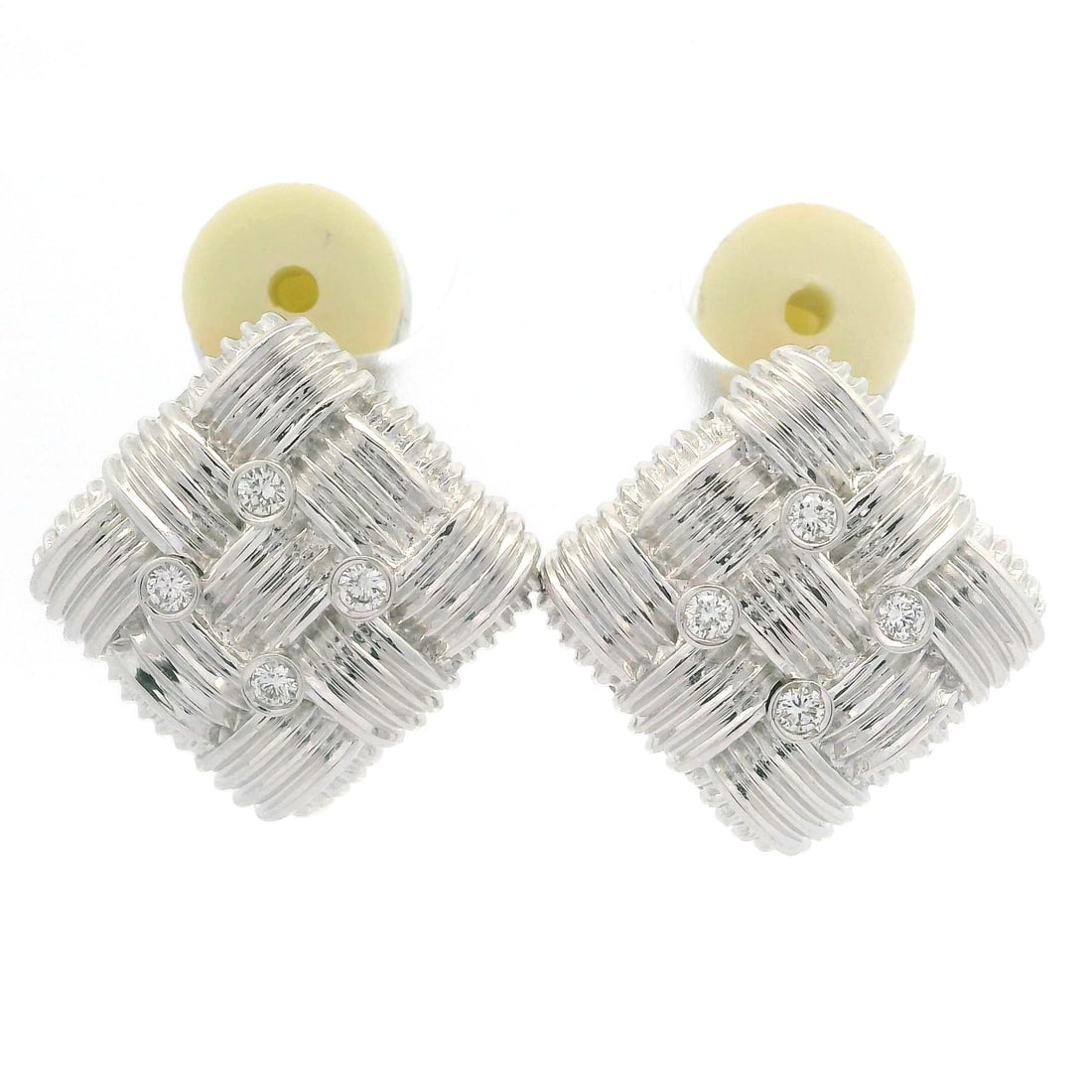 Roberto Coin Appassionata 18k White Gold Diamond Clip On Earrings (1 of 12)