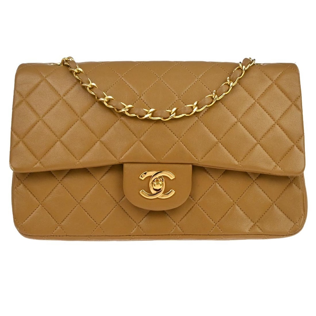 Brown Lambskin Medium Classic Double Flap Shoulder Bag by Chanel (1 of 12)