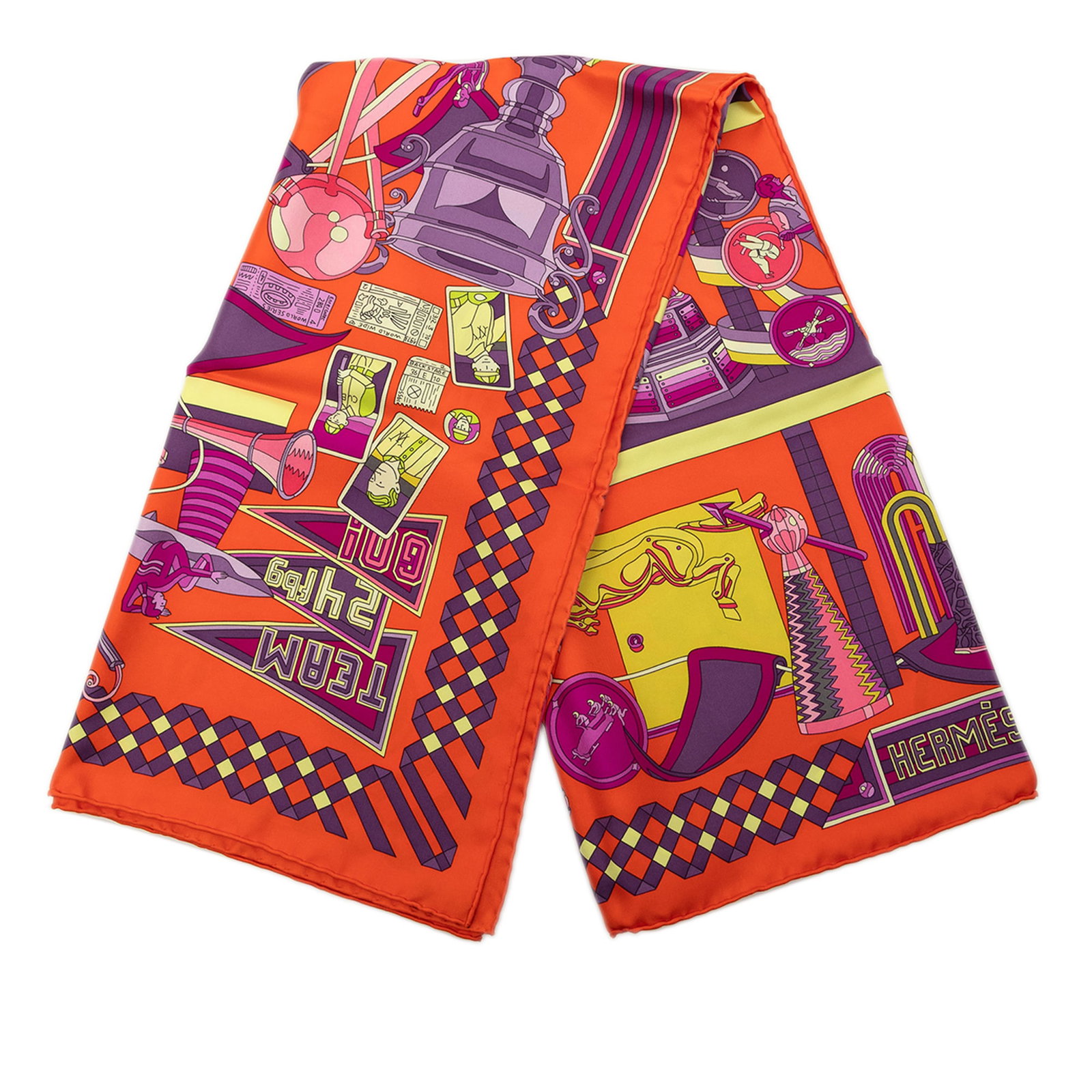 Les Trophee Orange Silk Square Scarf by Hermes 90cm (1 of 9)