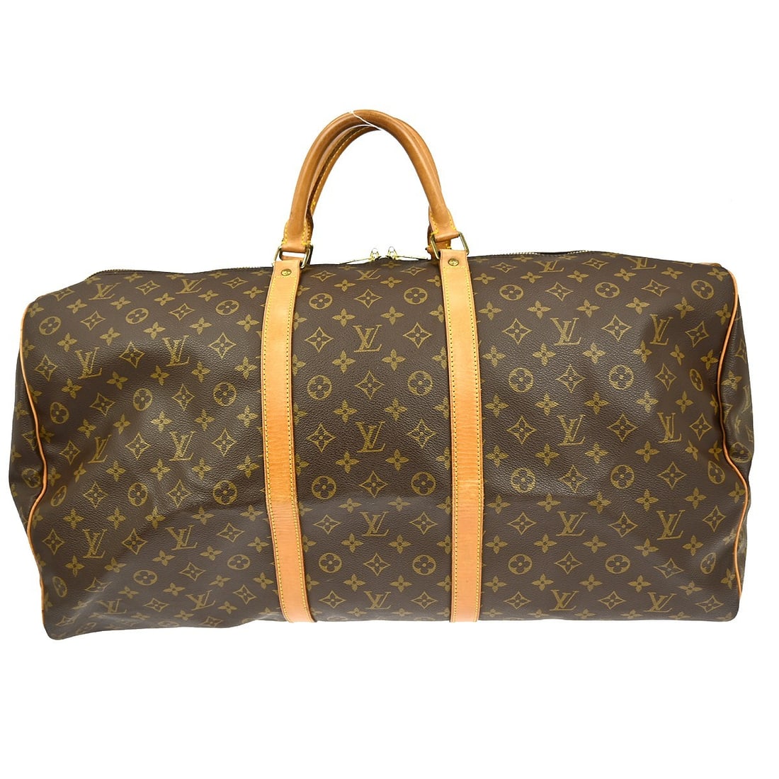 Louis Vuitton Monogram Canvas Keepall Travel Bag 60cm: Louis Vuitton Monogram Canvas Keepall Travel Bag 60cm Louis Vuitton Keepall Bag in classic monogram canvas designed for unisex use. Features brown canvas material with leather parts showing signs of s
