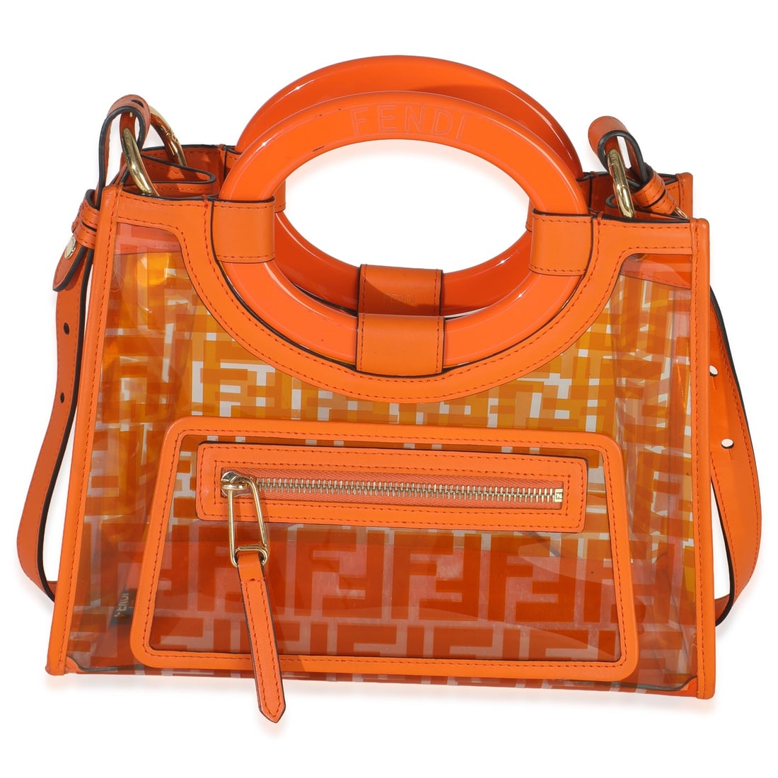 Fendi Small Runaway Shopper Tote Orange Plexiglass Gold-Tone Hardware (1 of 10)