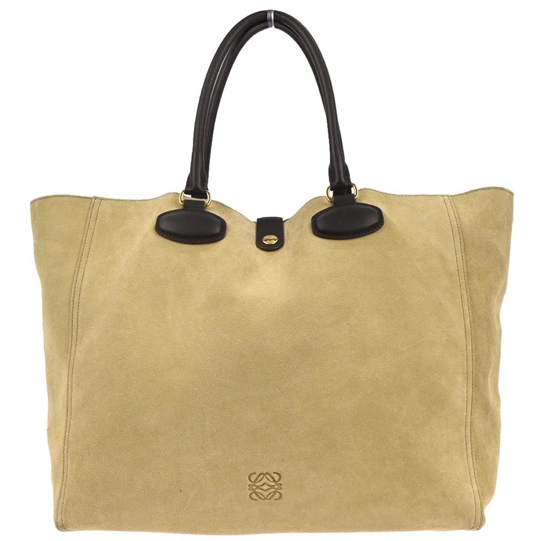 Loewe Leo Large Beige Suede Tote Double Handles Inner Pockets (1 of 10)