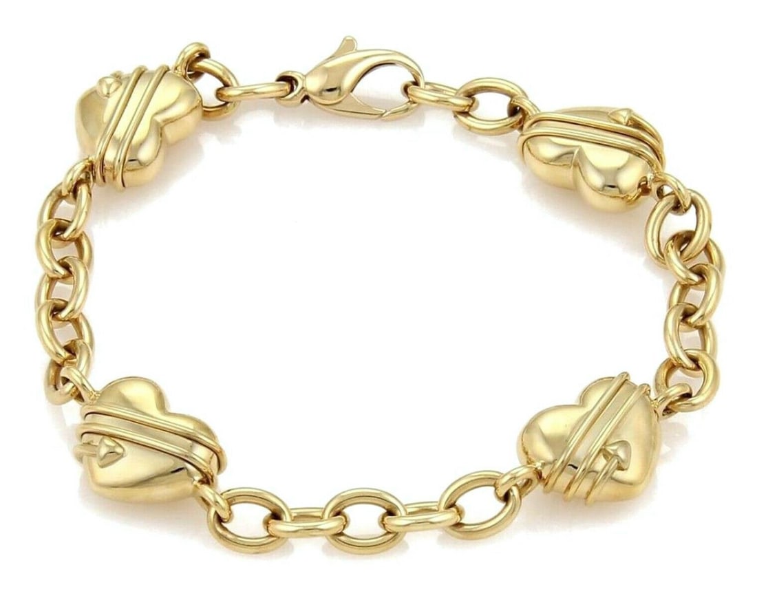 18k Yellow Gold Cupid Hearts Charm Oval Link Bracelet by Tiffany & Co. (1 of 4)