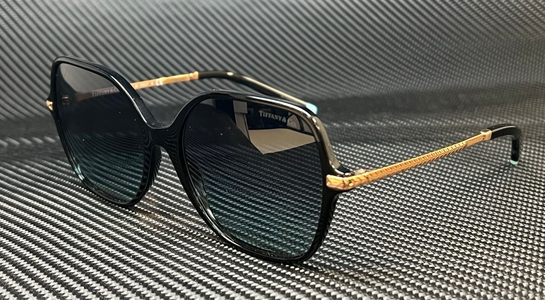 Tiffany & Co. TF4191 80019S Black Pink Gold Women's Sunglasses 57mm Blue Gradient: Tiffany & Co. TF4191 80019S Black Pink Gold Women's Sunglasses 57mm Blue Gradient Stylishly designed for women, these Tiffany & Co. sunglasses feature a chic black frame complemented by pink gold acce