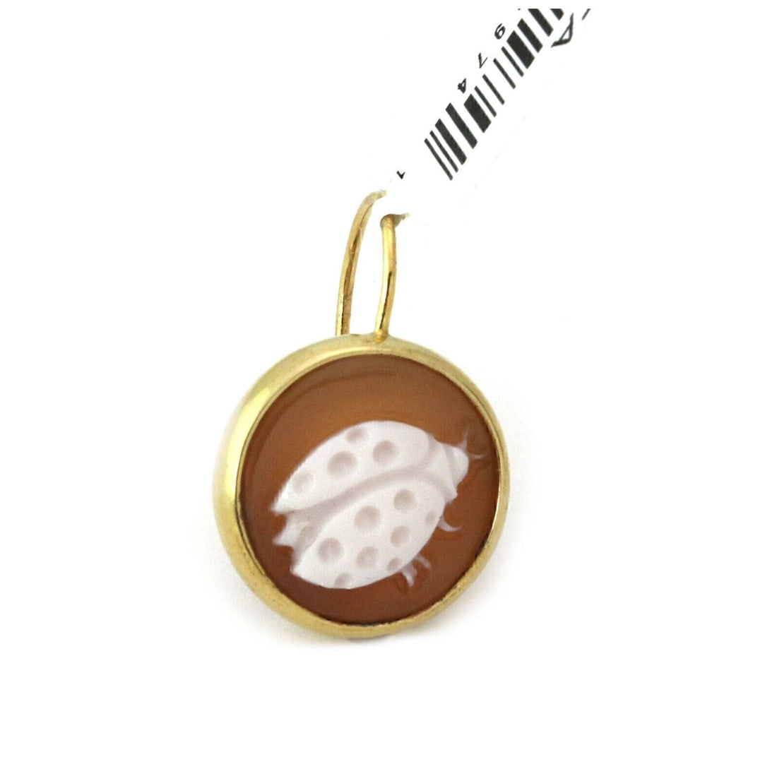 Single Ippolita 14k Gold Ladybug Shell Cameo Dangle Earring with Clear Quartz (1 of 4)