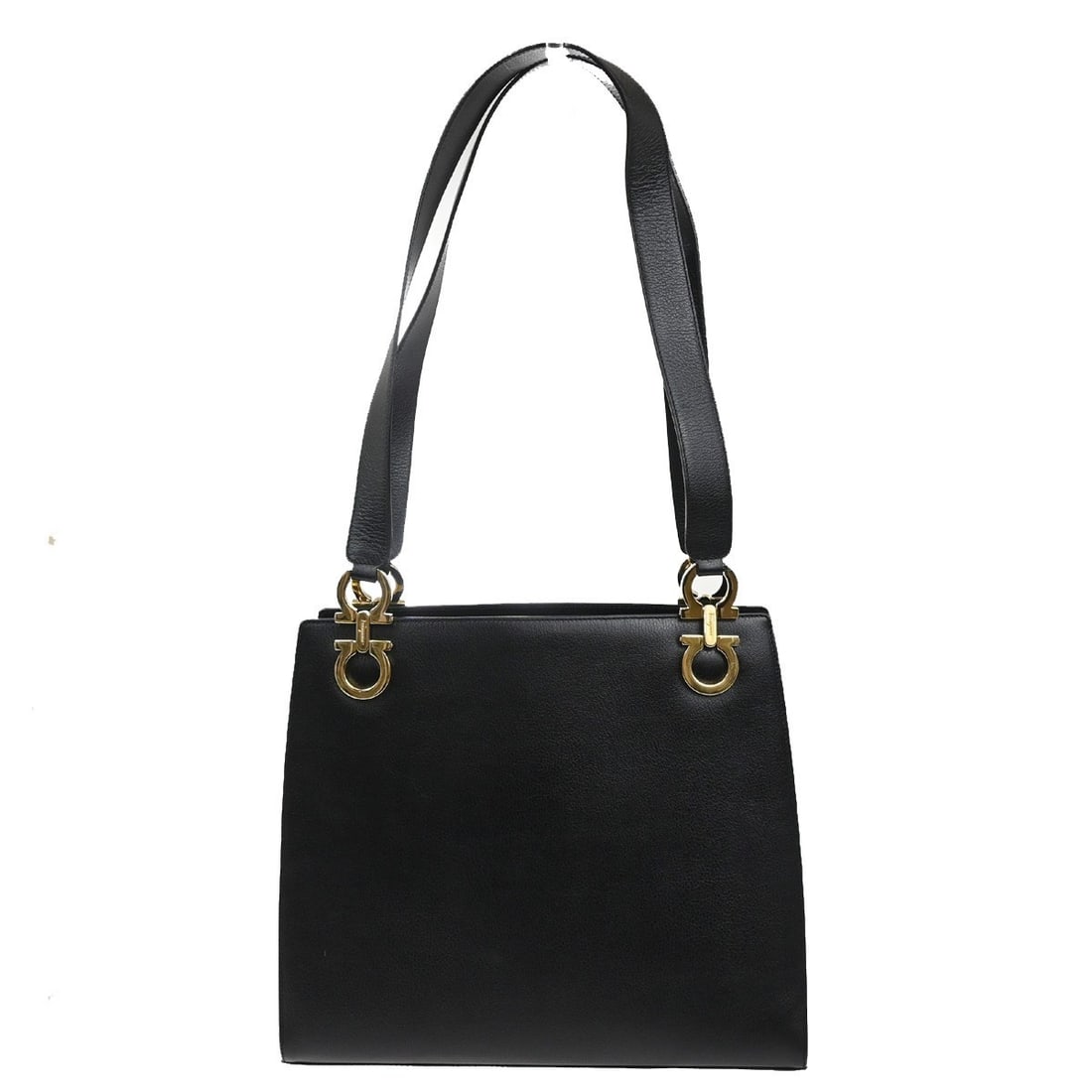 Black Leather Shoulder Bag by Salvatore Ferragamo Gancini (1 of 14)