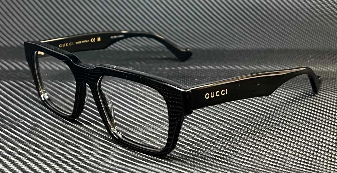 GUCCI GG0963O Black Gold Square Eyeglasses with Authenticity Certificate (1 of 4)