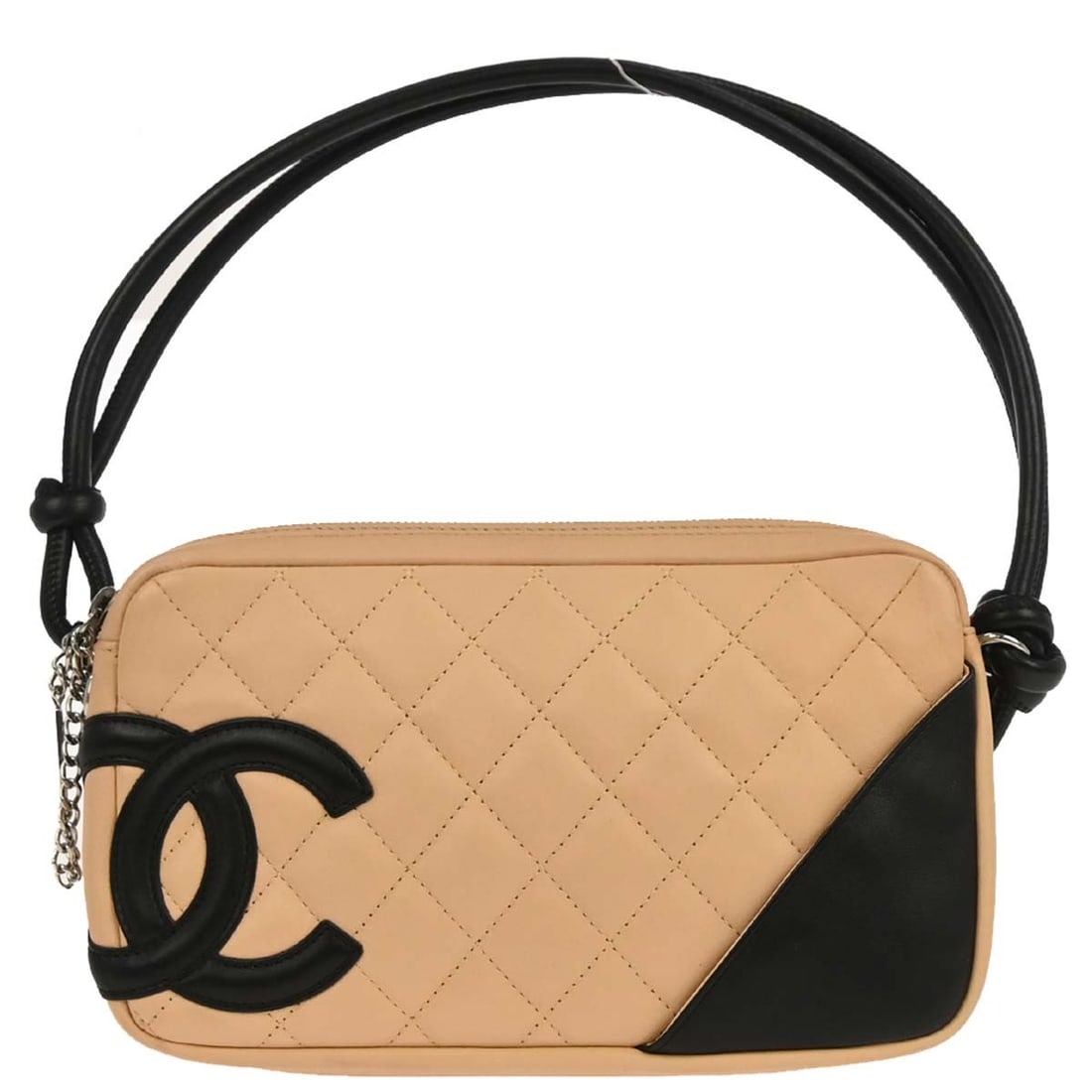 Chanel Cambon Ligne Mini Top Handle Bag in Beige Calfskin Leather: Chanel Cambon Ligne Mini Top Handle Bag in Beige Calfskin Leather This Chanel Cambon Ligne mini top handle bag is crafted from beige leather with a sleek, structured silhouette. Designed for women, it