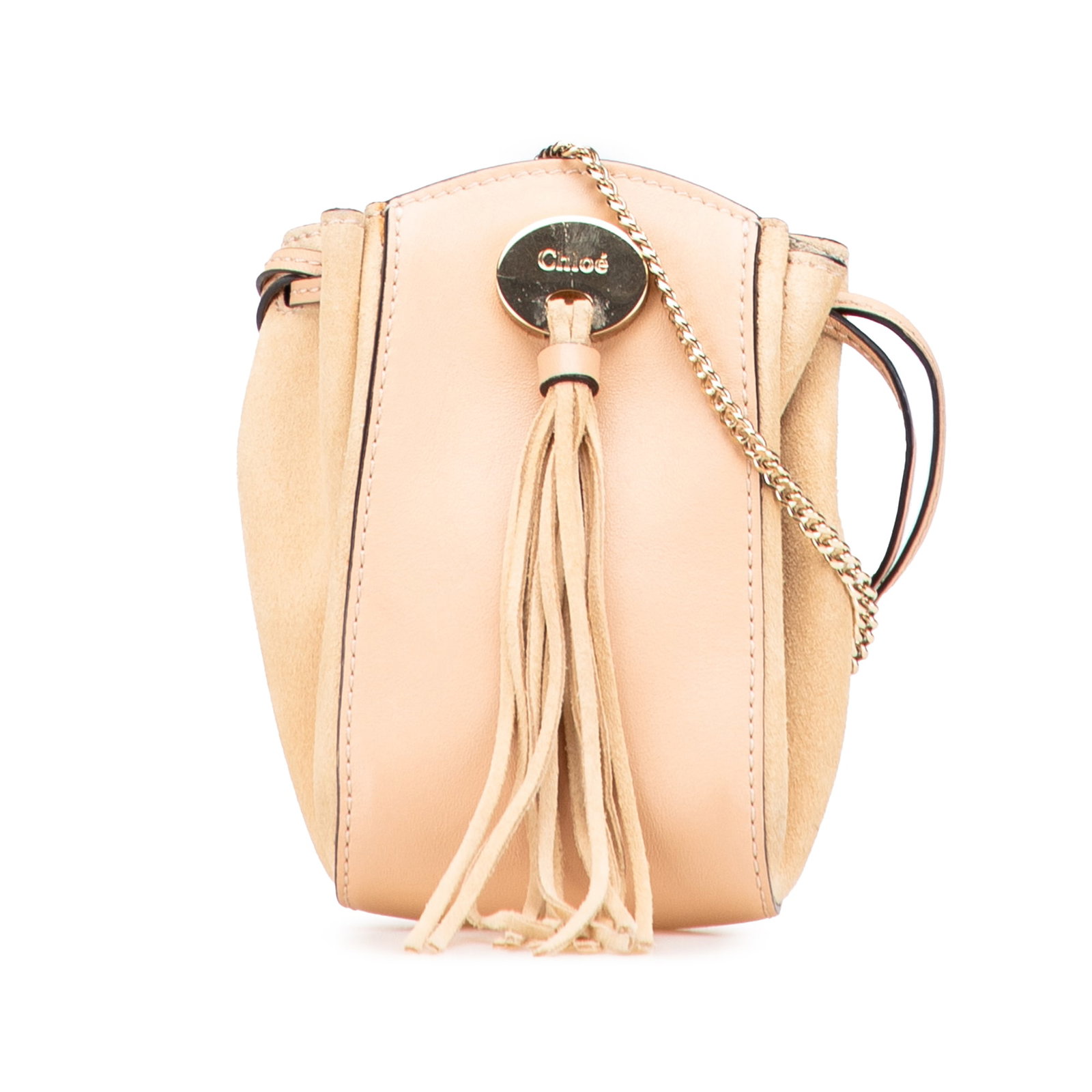 Chloe Mini Leather Suede Sac Fringe Crossbody Bag Brown (1 of 12)