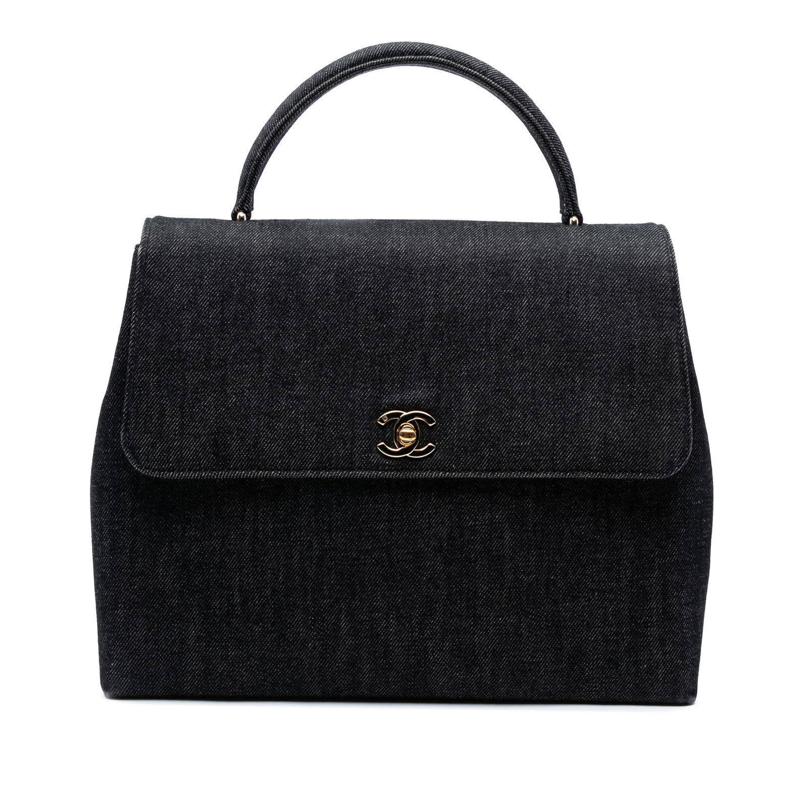 Chanel CC Denim Top Handle Bag Black Fabric (1 of 7)