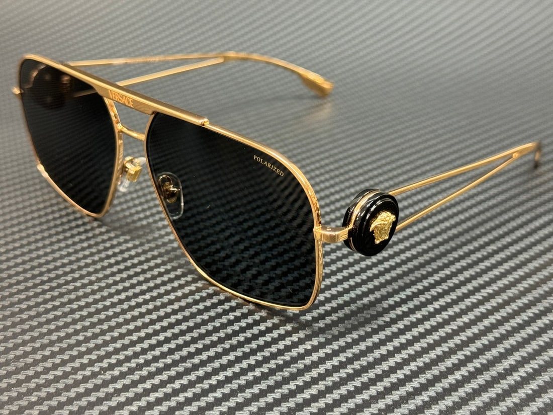 Versace VE2269 100281 Gold Frame Grey Polarized Sunglasses with Authenticity Certificate (1 of 5)