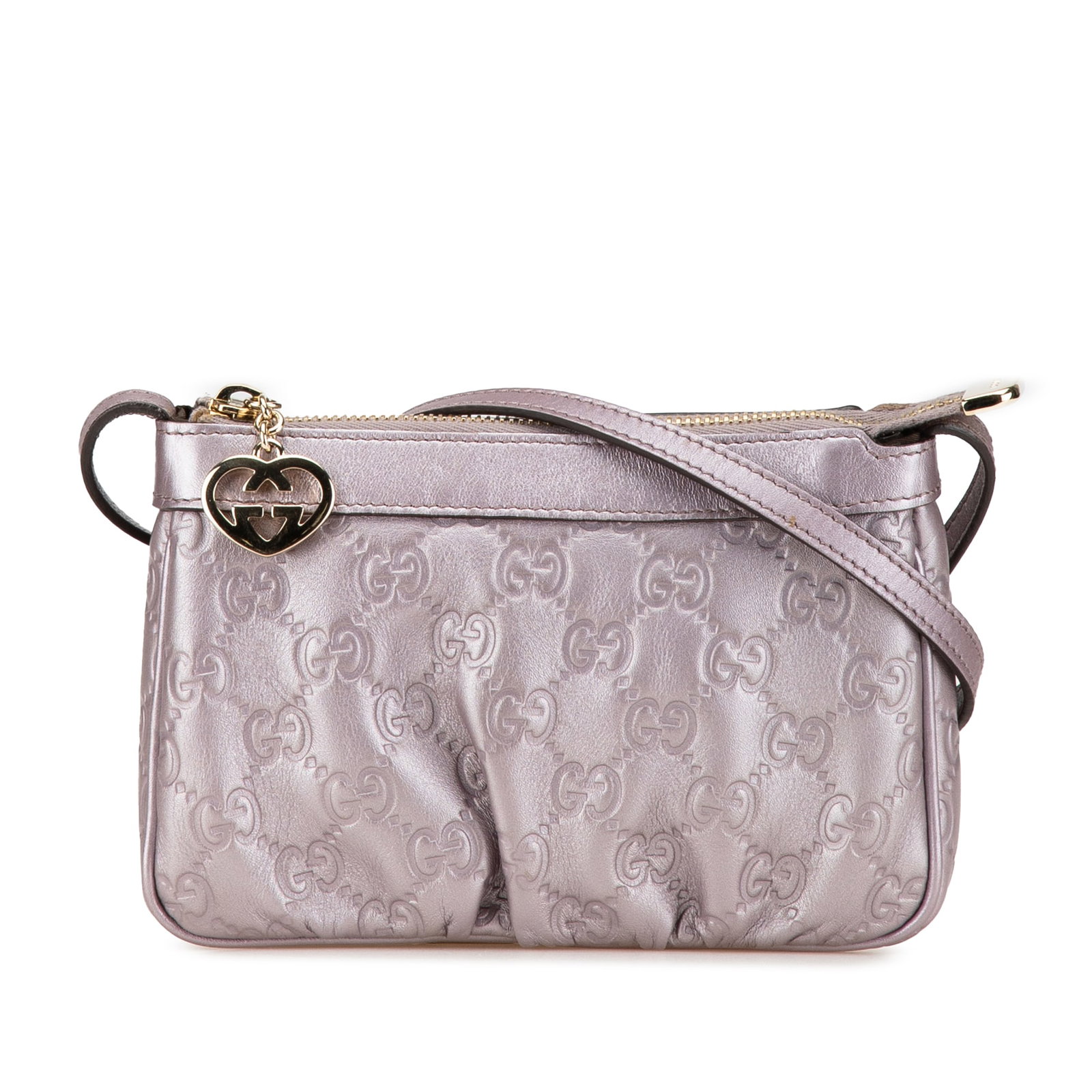 Gucci Small Metallic Guccissima Purple Leather Crossbody Bag (1 of 12)