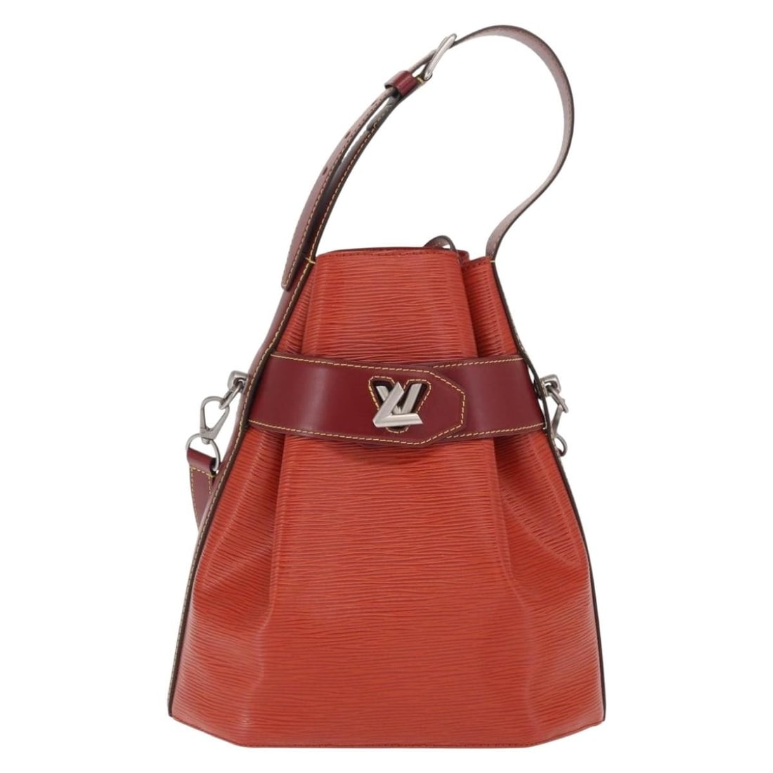 Red Louis Vuitton Twist Epi Leather Bucket Handbag with Shoulder Strap (1 of 18)