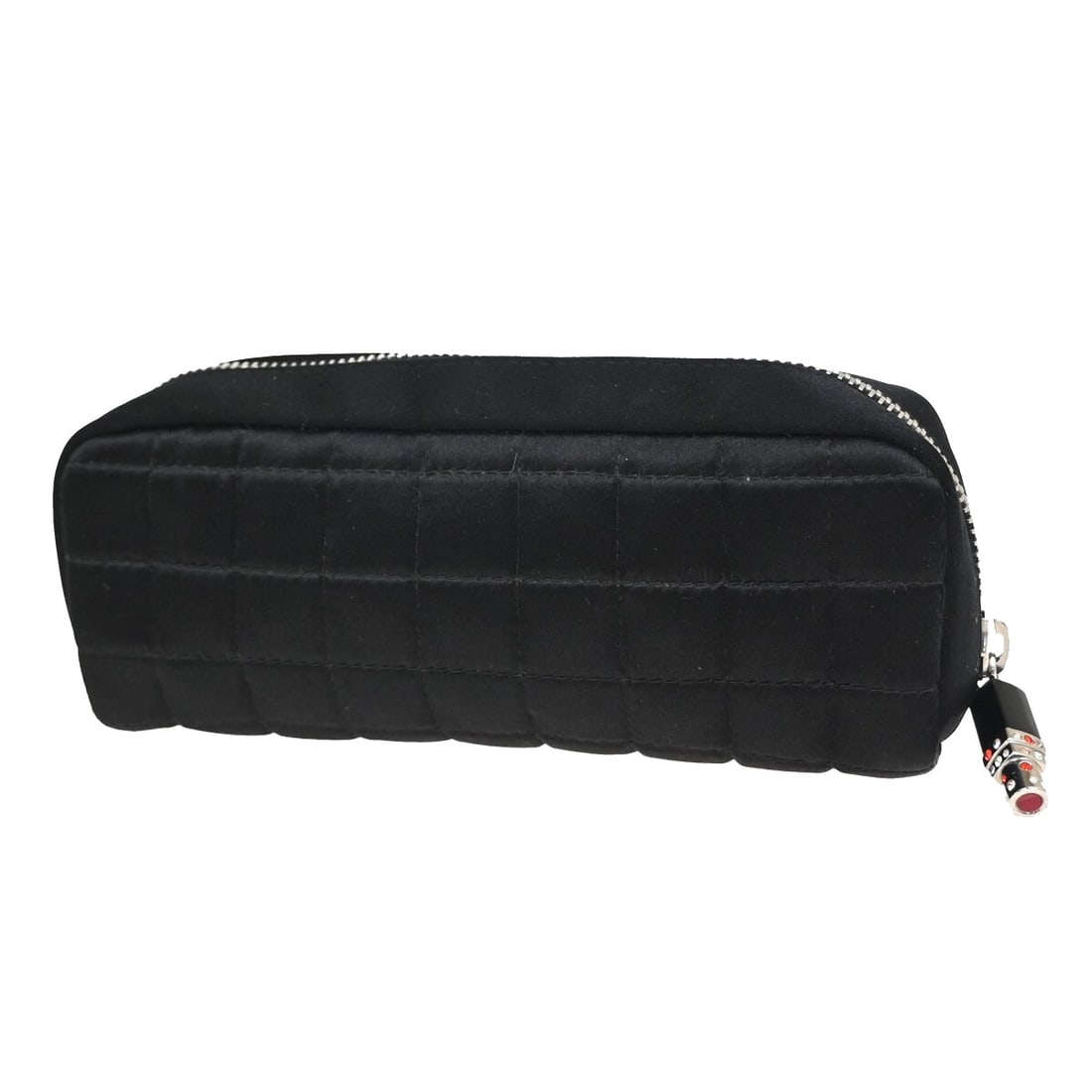 Black Chanel Nylon Chocolate Bar Mini Clutch 17cm: Black Chanel Nylon Chocolate Bar Mini Clutch 17cm This Chanel Chocolate Bar Clutch is crafted from black nylon, designed for female use. It measures 17cm x 6cm x 5cm and was made in Italy. The clutch