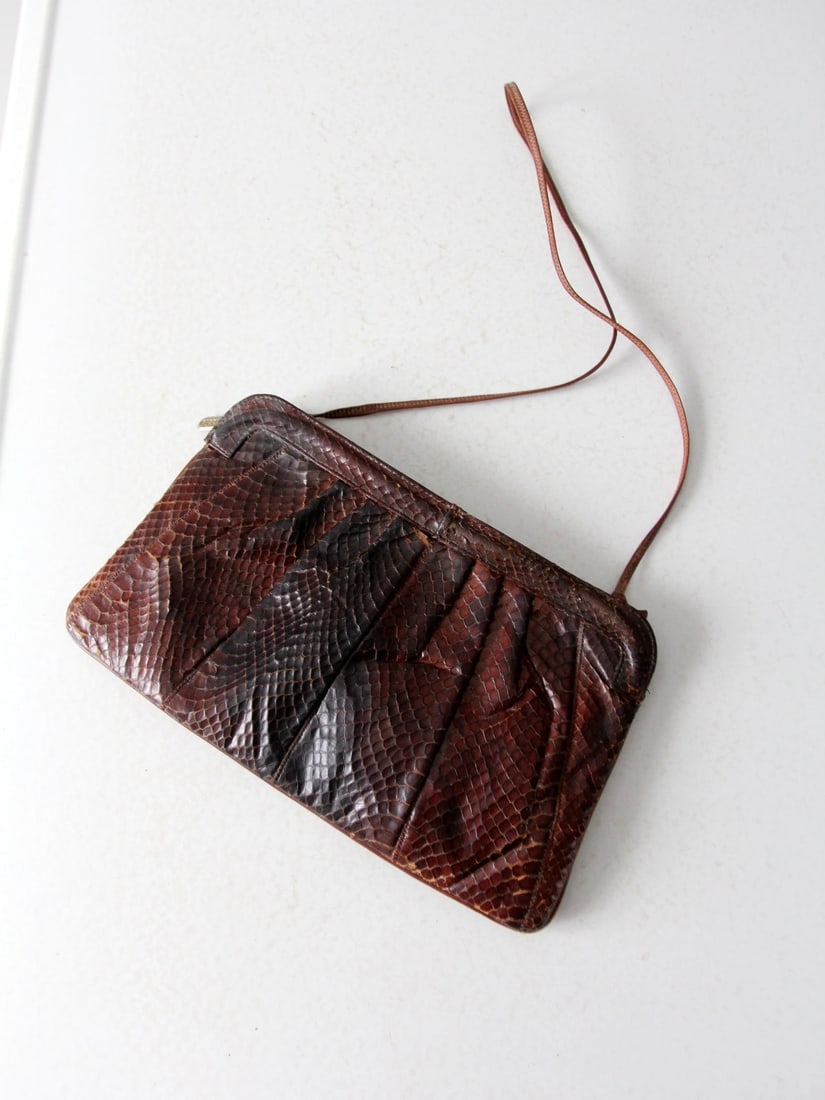 Vintage Palizzio Brown Snakeskin Purse with Shoulder Strap (1 of 11)