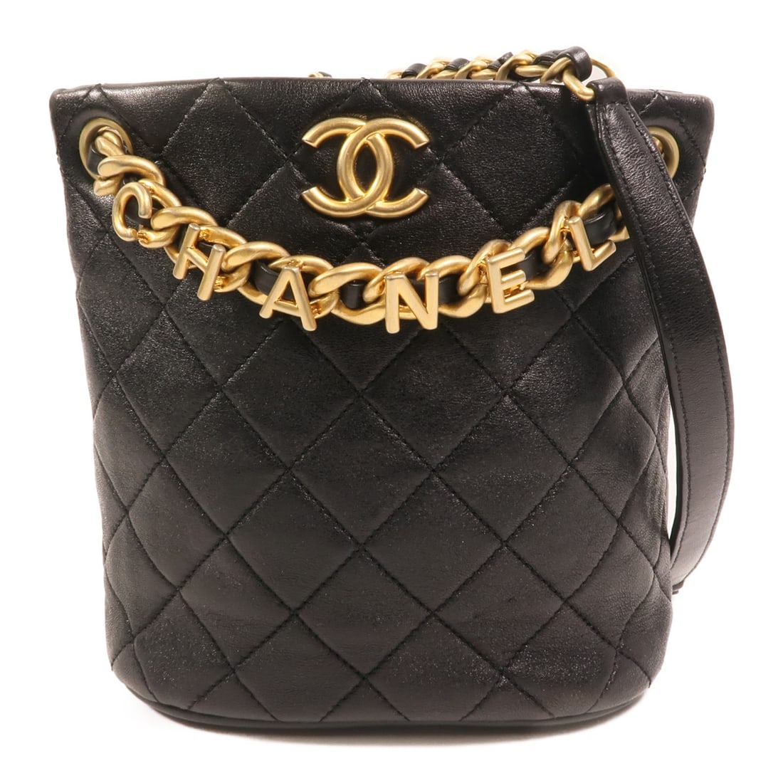 Chanel Black Calfskin Shoulder Bag with CC Logo and Gold Hardware (1 of 15)