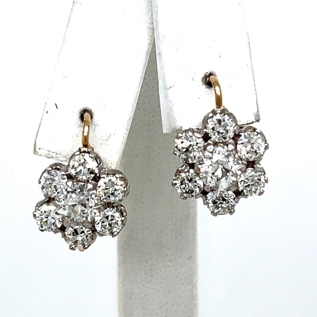 Elegant 18K Yellow Gold Platinum 3.90 Ct Diamond Earrings (1 of 3)