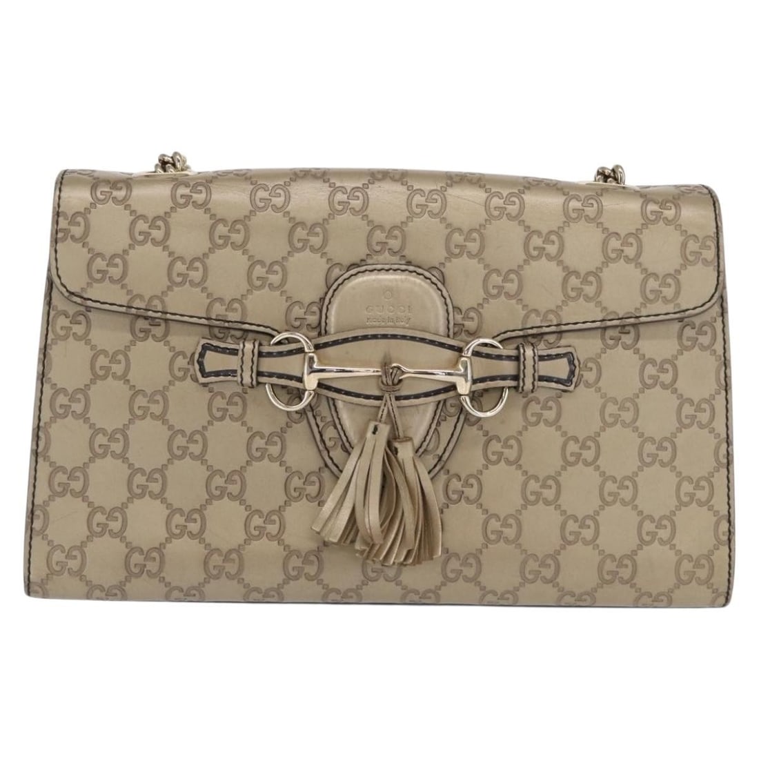 Gucci Emily Chain Flap Beige Guccissima Leather Shoulder Bag (1 of 18)