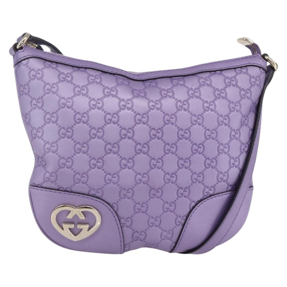 Gucci Lovely Heart Purple Guccissima Leather Crossbody Purse (1 of 18)
