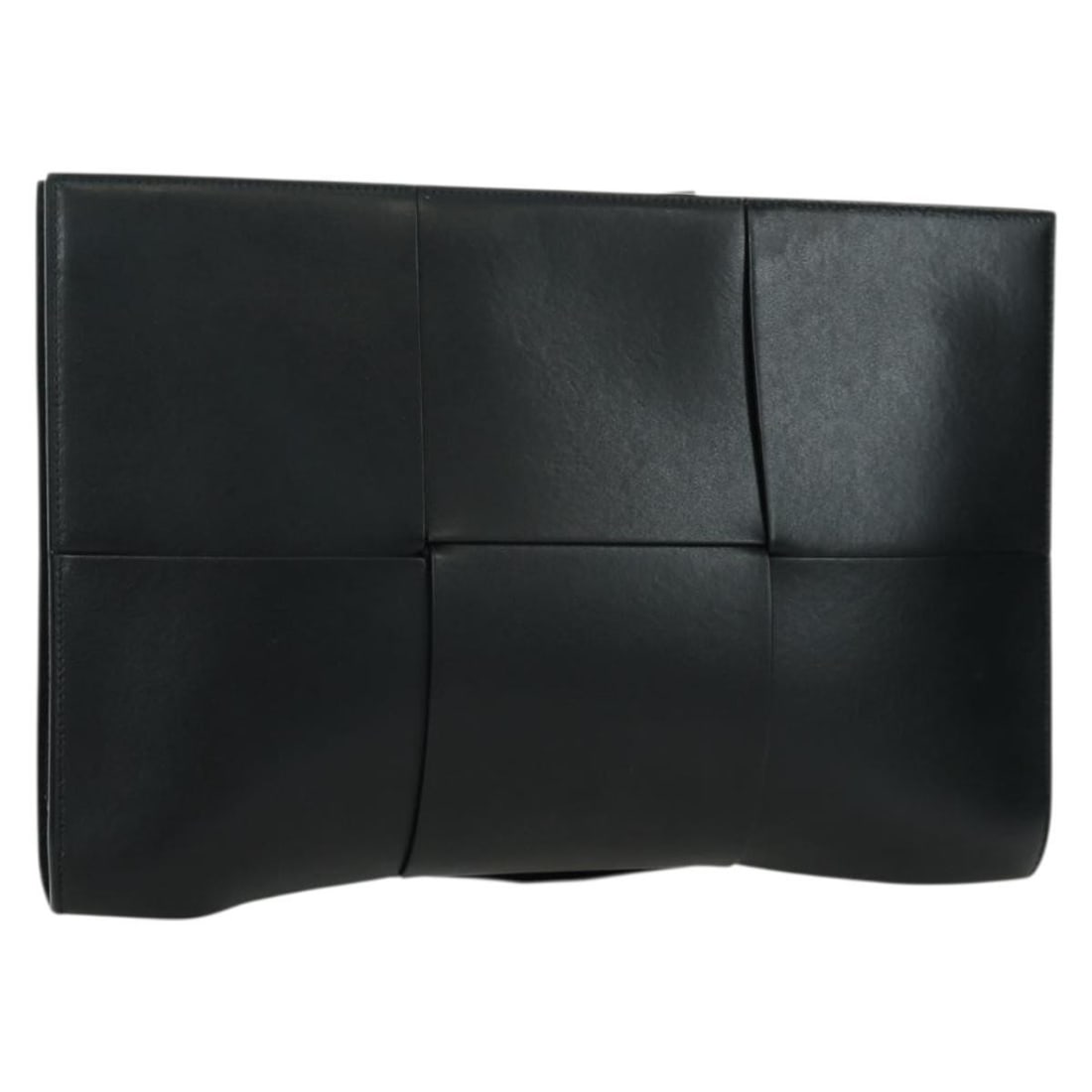 Bottega Veneta Maxi Intrecciato Leather Clutch Black Silver With Dust Bag (1 of 18)