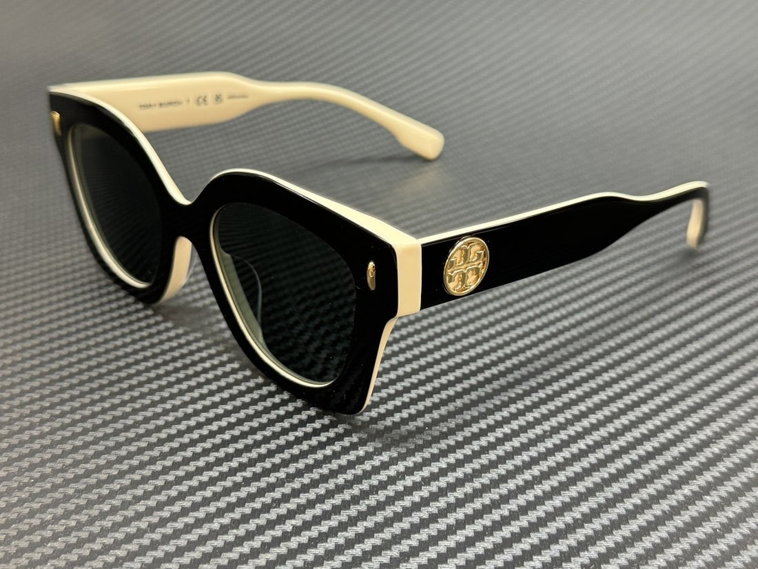 Tory Burch TY7201U 198887 Black Ivory Grey Sunglasses with Case and Authenticity (1 of 5)