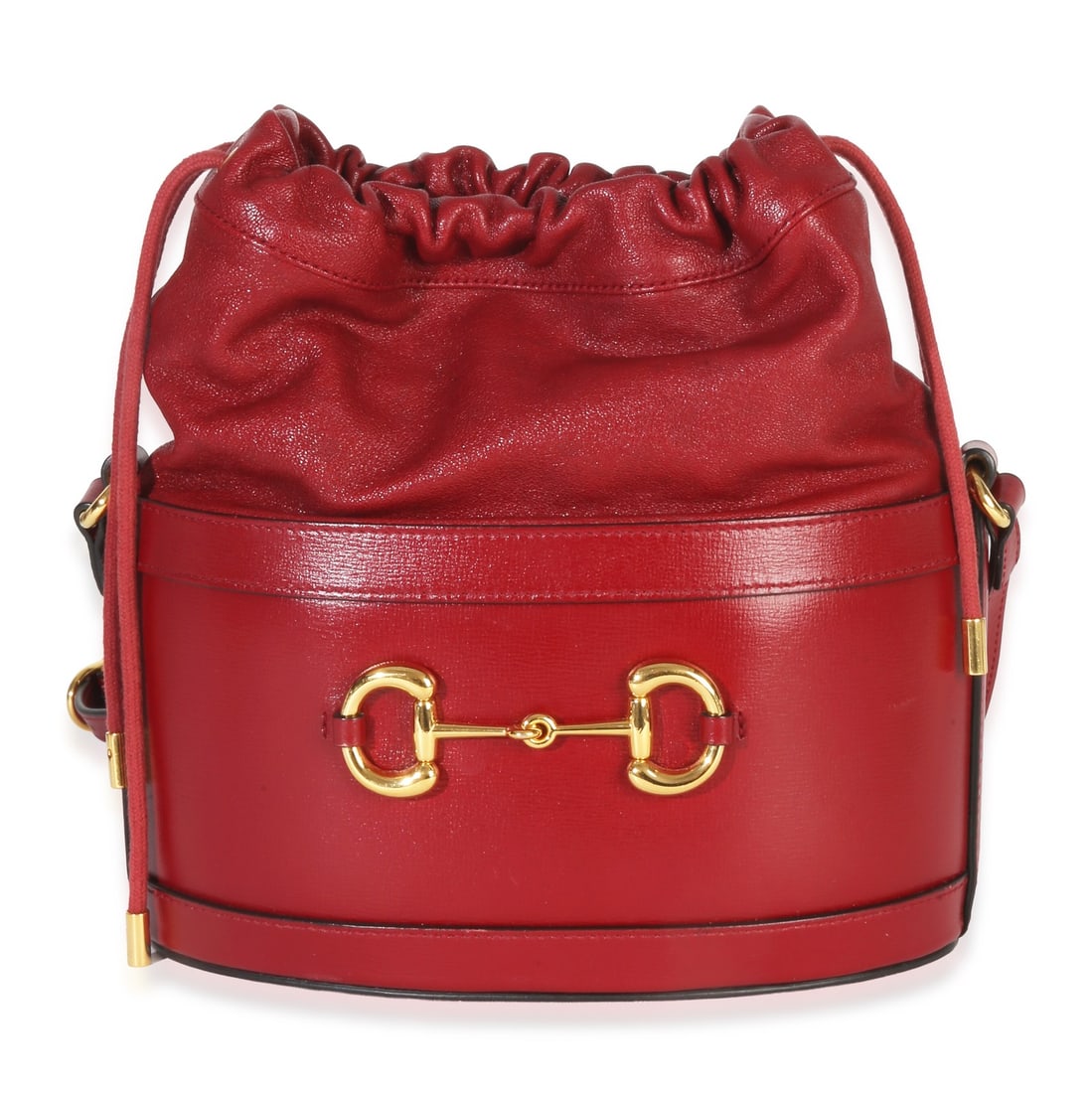 Gucci Horsebit 1955 Red Leather Drawstring Shoulder Bucket Bag (1 of 8)