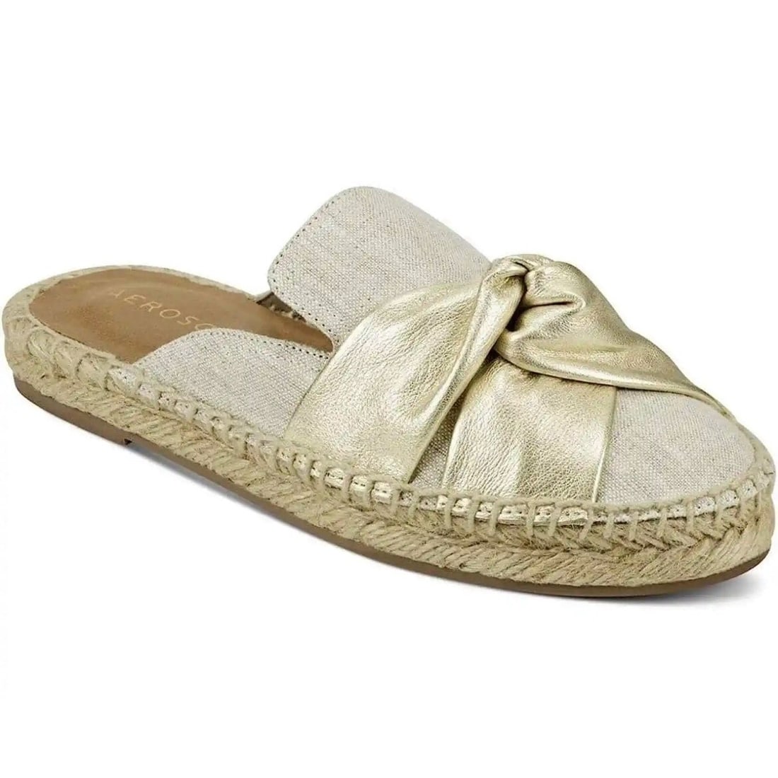 Aerosoles Gold Linen Slip On Espadrille Mules 7.5M Casual (1 of 5)