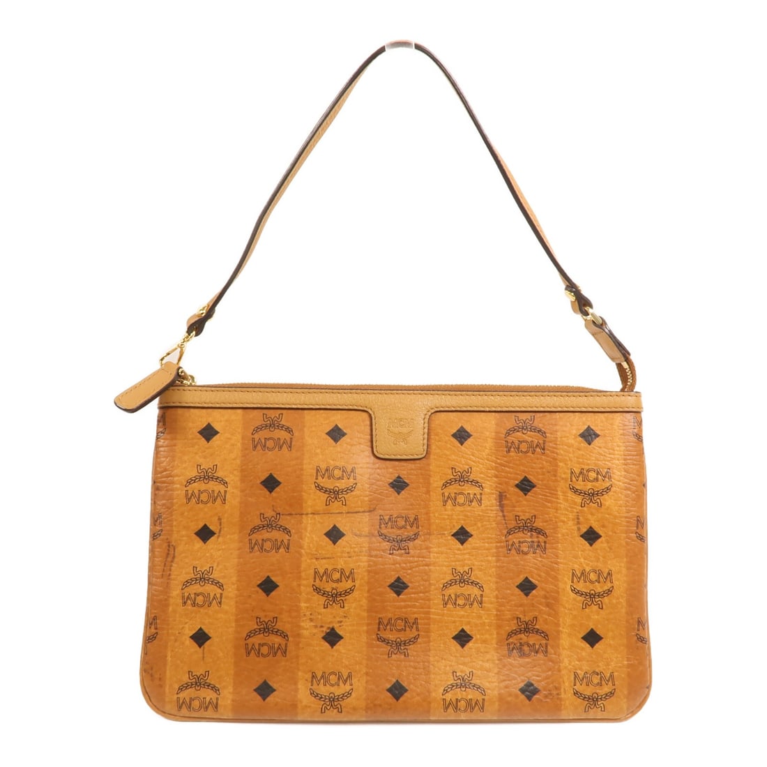 Brown MCM Clutch Pouch PVC Coated Canvas with Gold Hardware (1 of 15)