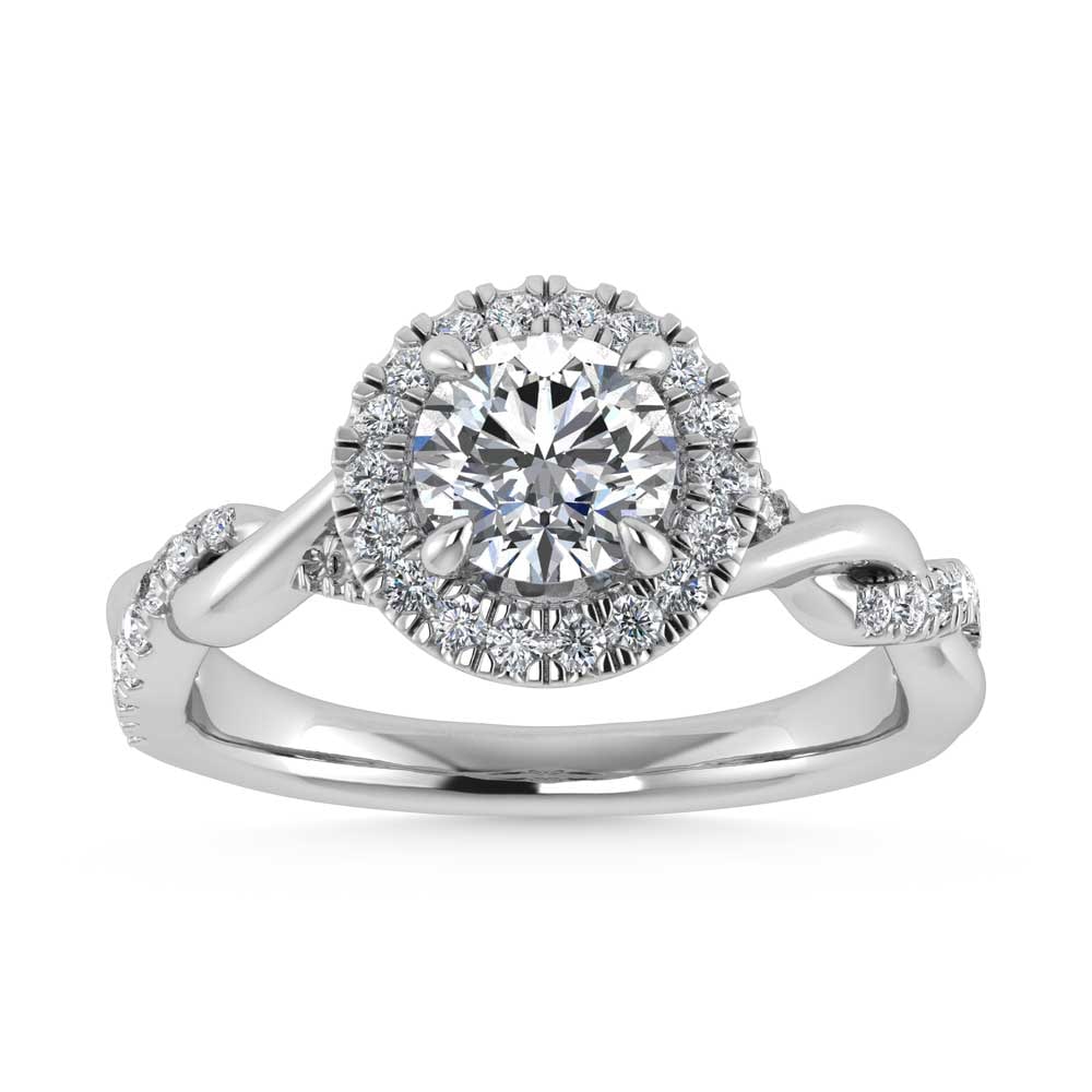 14K White Gold Lab Grown Diamond 1 1/4 Ct.Tw. Engagement Ring (Center Round 1ct) (1 of 4)