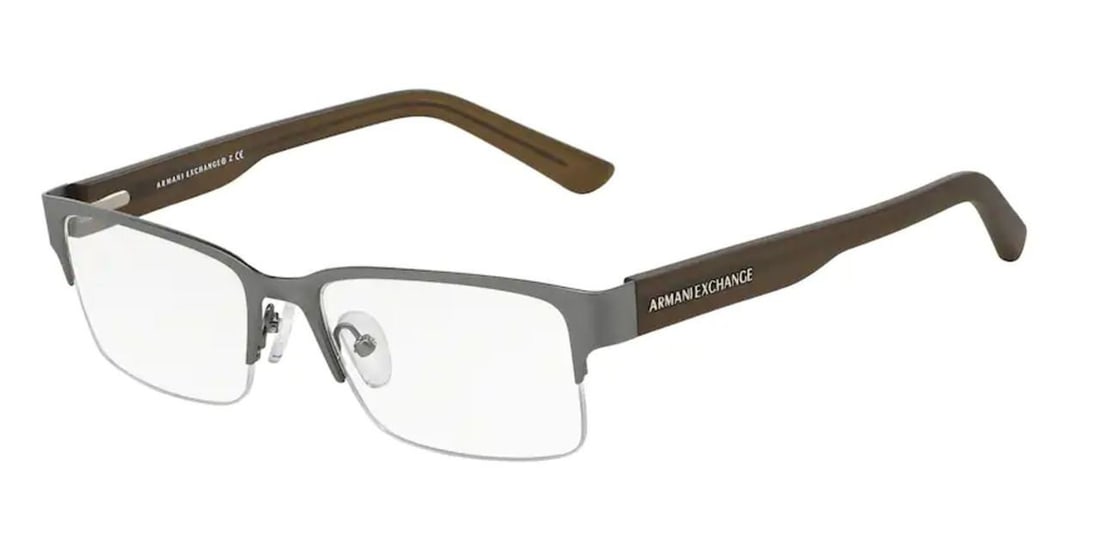Armani Exchange AX1014 6060 Gunmetal Rectangle Eyeglasses with Clear Lenses: Armani Exchange AX1014 6060 Gunmetal Rectangle Eyeglasses with Clear Lenses Discover the elegance of Armani Exchange AX1014 6060 eyeglasses, featuring a modern gunmetal frame in a stylish rectangle de