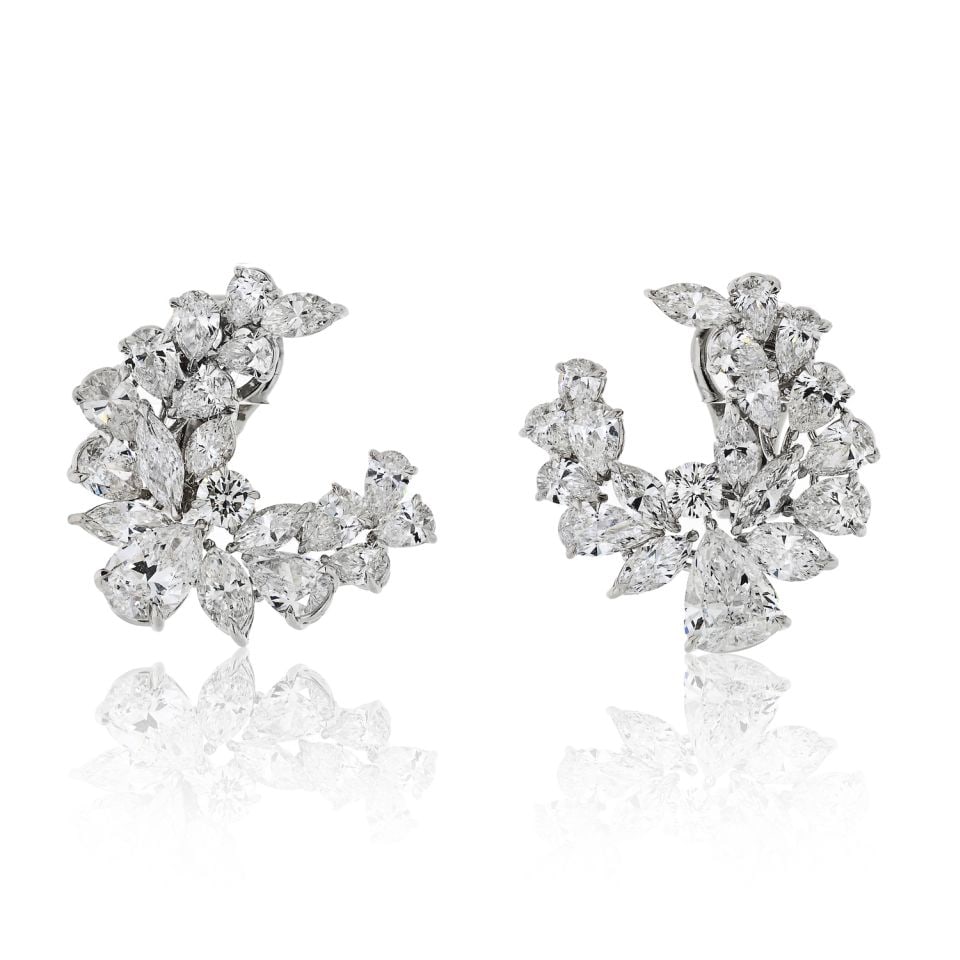 Stunning Platinum Cluster Diamond Earrings 13 Carats (1 of 8)