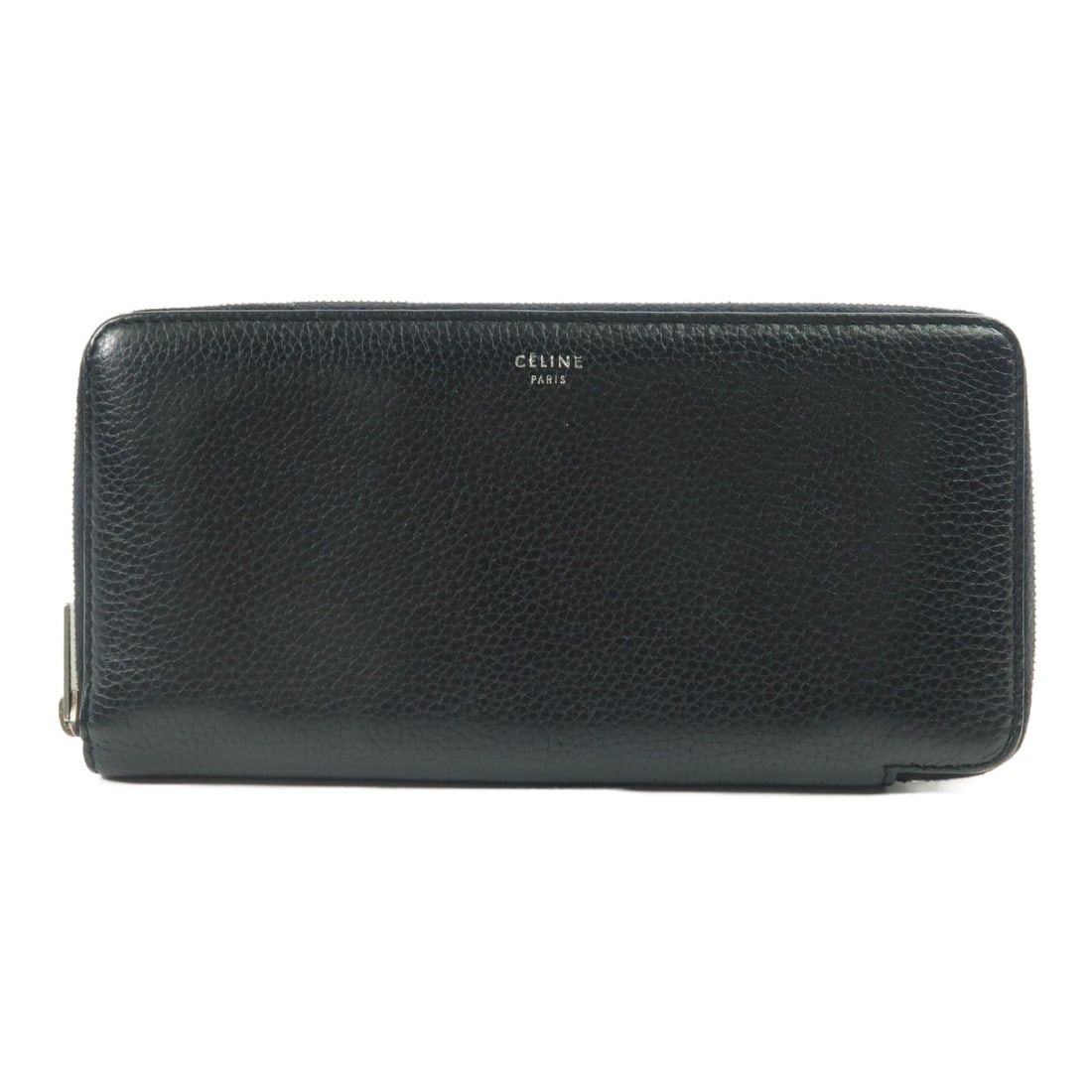 CELINE Black Calfskin Leather Long Wallet SHW France: CELINE Black Calfskin Leather Long Wallet SHW France This elegant CELINE long wallet is crafted from premium calfskin leather in a classic black color. Designed for versatility, it serves as an ideal