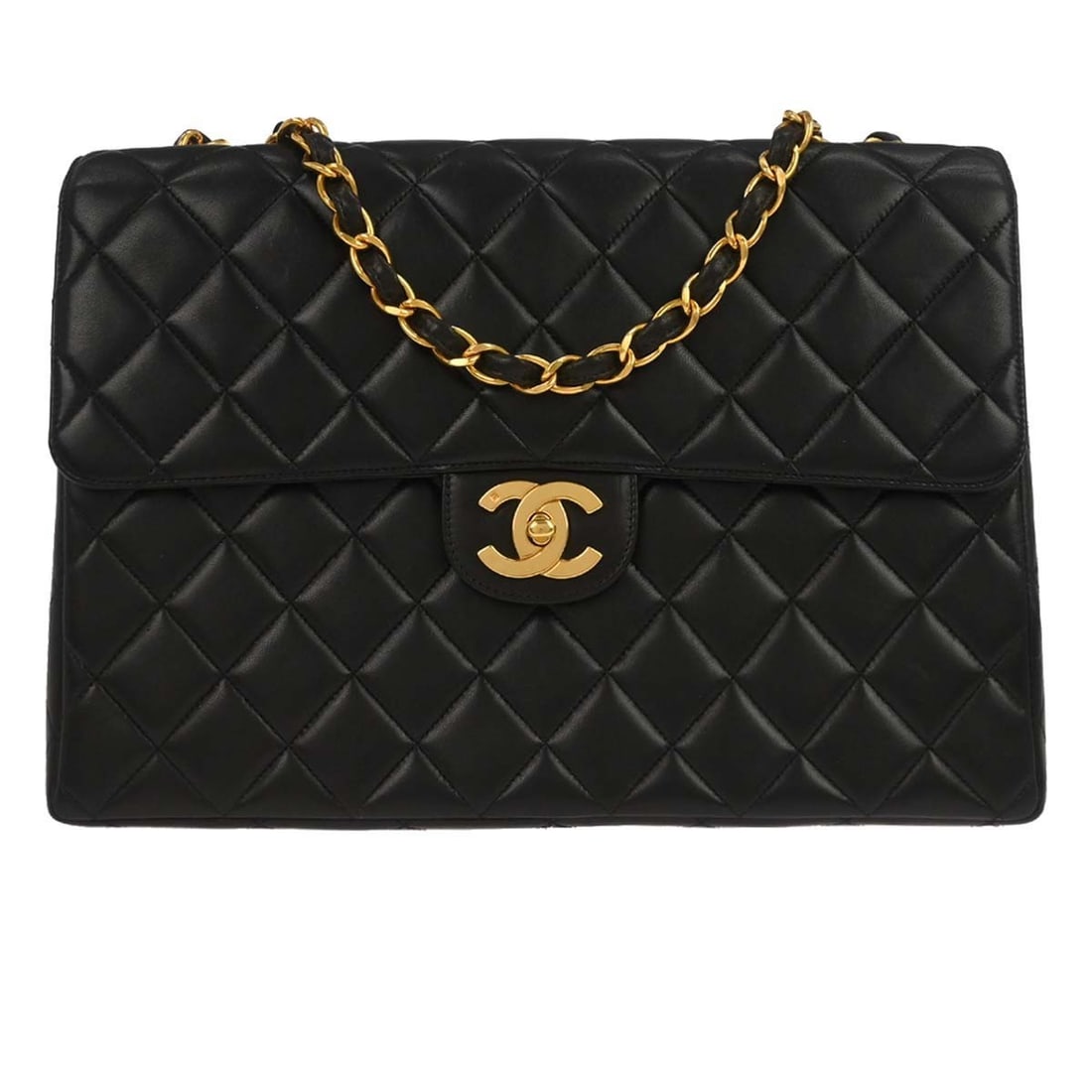 Jumbo Classic Flap Shoulder Bag in Black Quilted Lambskin by Chanel (1 of 11)