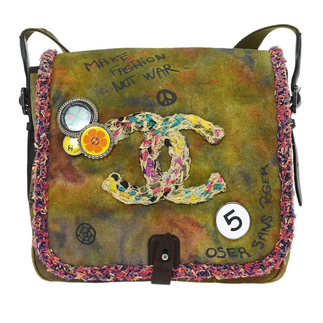 Khaki Canvas On The Pavements Medium Shoulder Bag by Chanel (1 of 10)