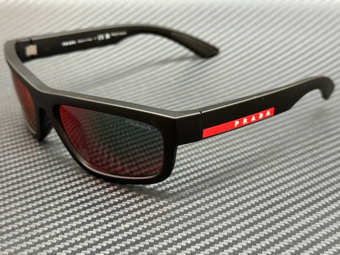 Prada Linea Rossa PS 05ZS DG008F Black Rubbered Mirror Red Sunglasses (1 of 5)