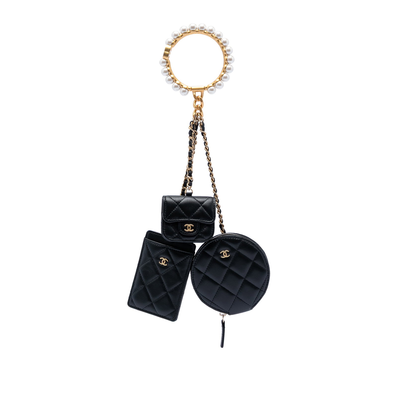 Chanel Lambskin Wristlet Set with Pearl Crown and Multiple Pouches (1 of 8)