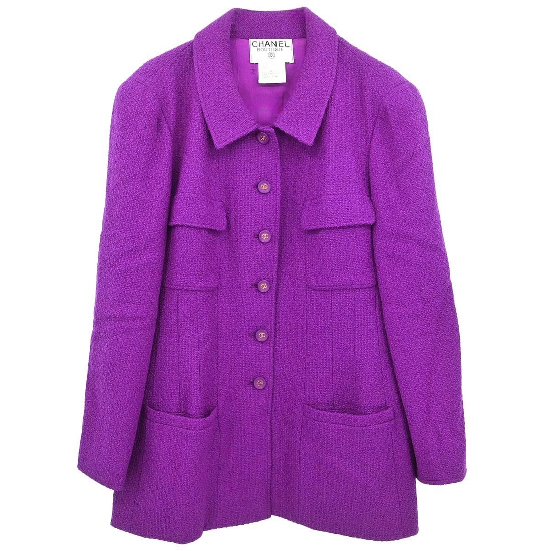 Purple Wool Collared Jacket Chanel 95A Size 46 Vintage Long Sleeve (1 of 11)