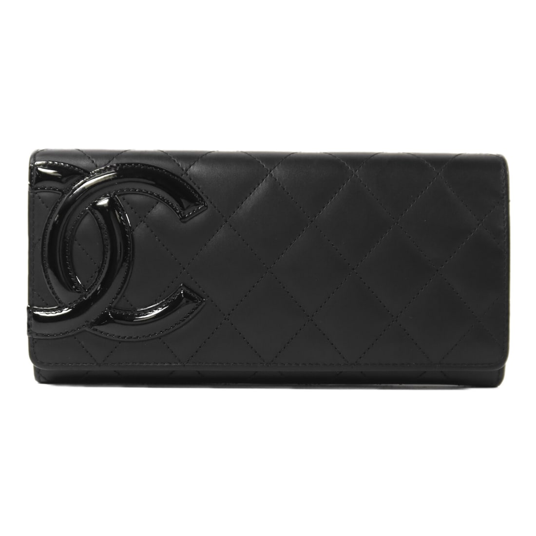 Black Calfskin Cambon Long Bifold Wallet by Chanel with Silver CC (1 of 16)