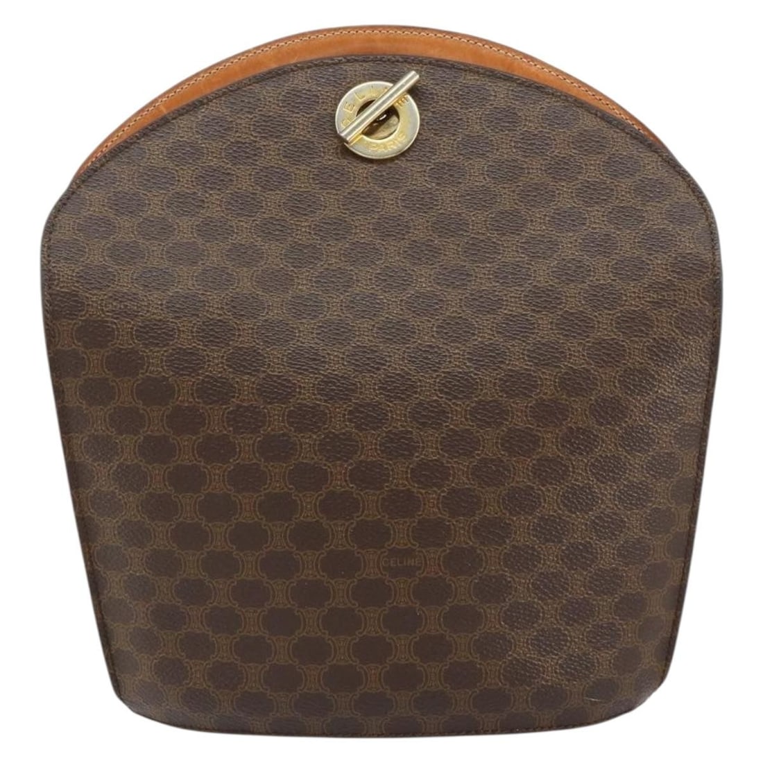 Celine Vintage Macadam Canvas Shoulder Bag Brown PVC: Celine Vintage Macadam Canvas Shoulder Bag Brown PVC This vintage Celine Macadam shoulder bag for women features a brown PVC canvas construction with signature Macadam pattern. It presents signs of us