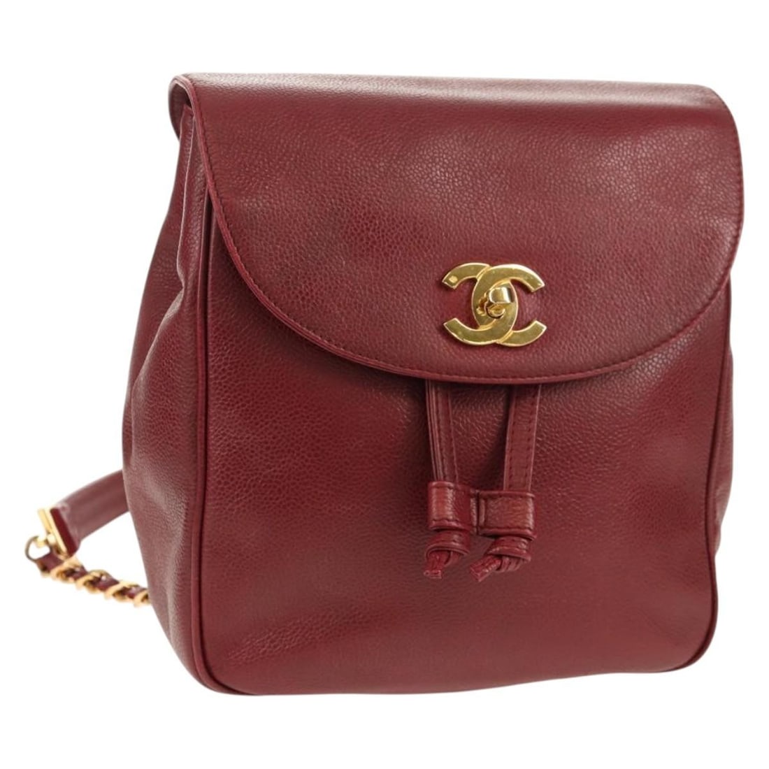 CHANEL Red Gold Grained Calfskin Backpack Authentic Italy (1 of 18)