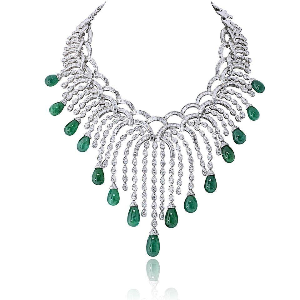 18K White Gold Necklace with Emeralds and Diamonds by Graff (1 of 7)