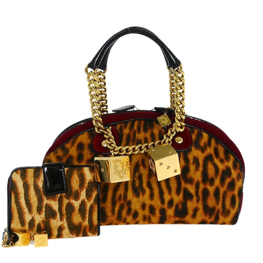 Dior Gambler Dice Top Handle Bag Brown Pony Hair Leather Large: Dior Gambler Dice Top Handle Bag Brown Pony Hair Leather Large This Christian Dior handbag features a brown pony hair and leather exterior with a unique gambler dice design. The bag is designed for wo